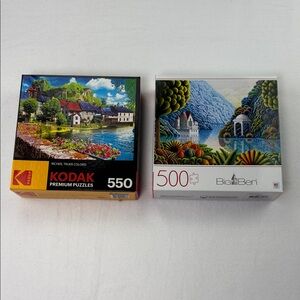 Kodiak 550-Piece Scenic Puzzle and Big Ben 500-Piece Puzzle Vibrant Multicolor